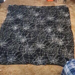 Halloween Black fleece blanket White Spiderweb Pattern 57x48